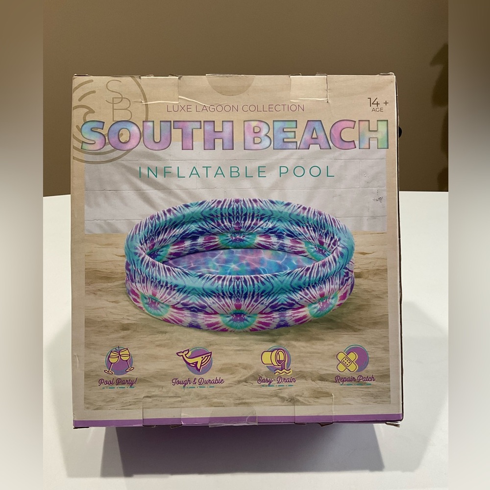 ☀️☀️☀️NWT South Beach Inflatable Pool, 5’ Diameter, 1.3 FT High